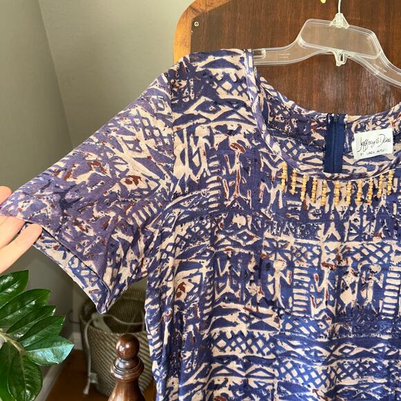 Vtg 1990s Maxi Dress LONG Jeffrey Dara Size Flowy wood beads boho hippie L/XL - Picture 5 of 13